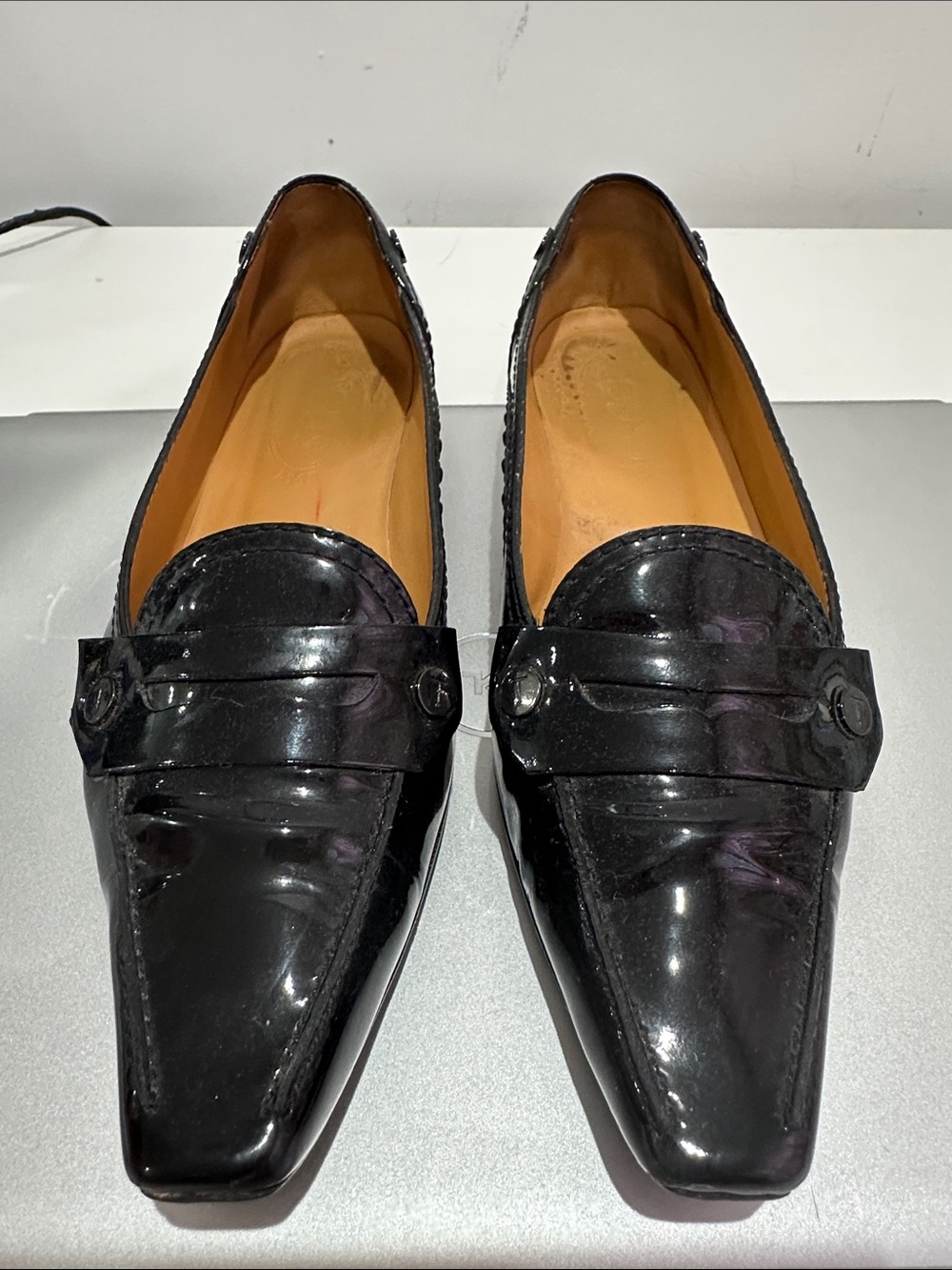 Tod's Black Patent Leather Pointed Toe Loafers